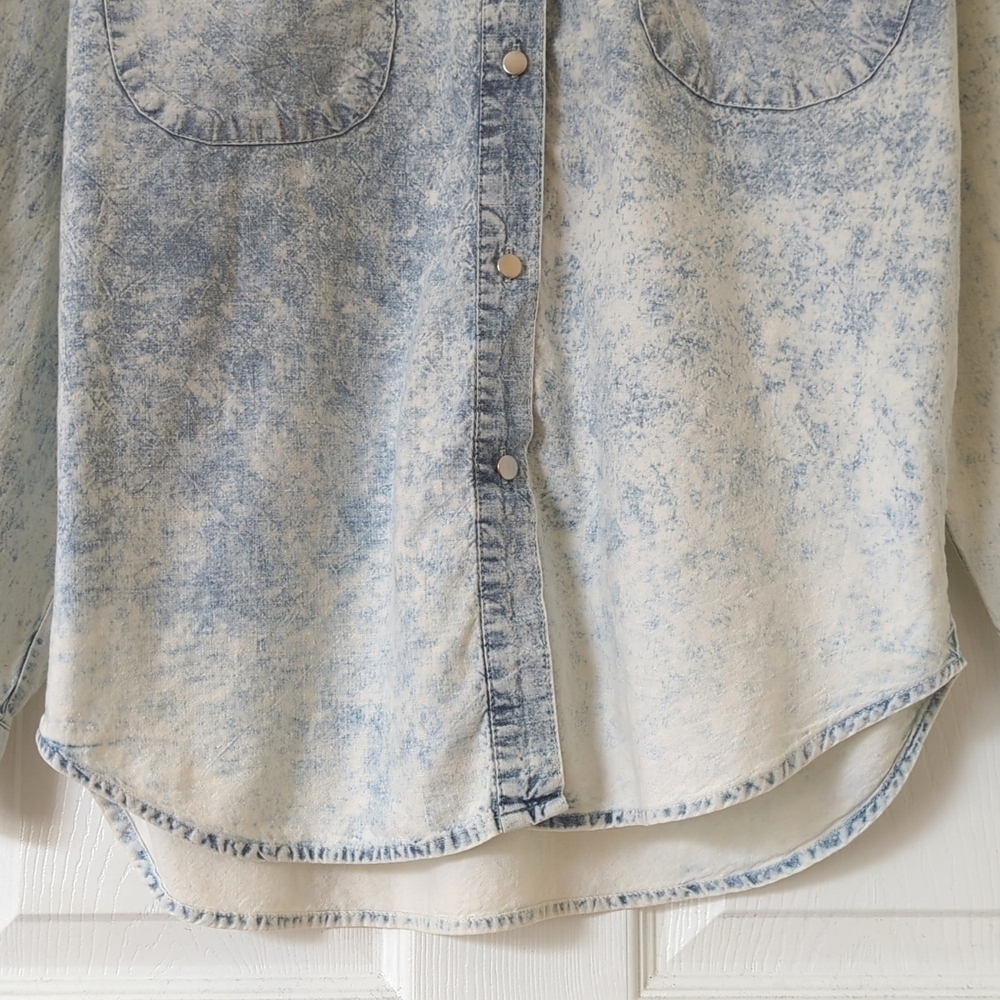 Andrew's Blues 90's Vintage Acid Wash Chambray Long Sleeve Button Down Shirt M - Picture 8 of 14